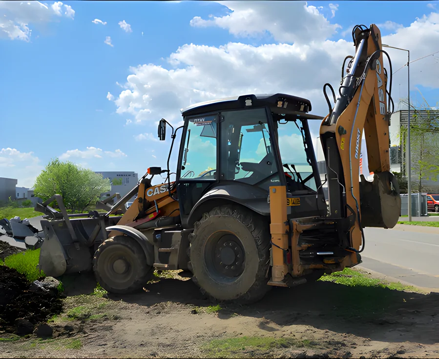 Buldoexcavator pe șantier